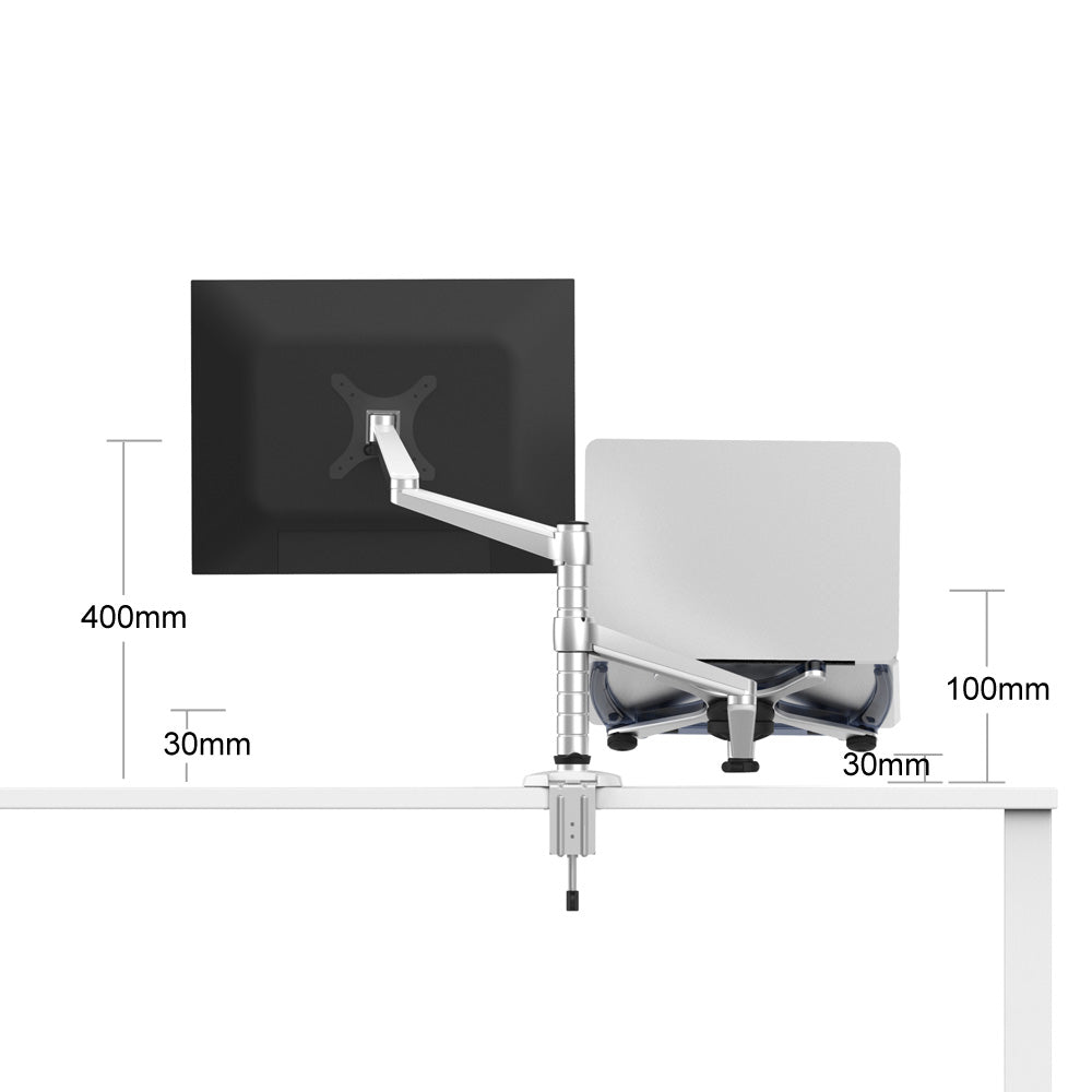 M Mingo OA-7 Monitor and Laptop Mount, 2-in-1 Adjustable Dual Arm Desk Mounts Single Desk Arm Stand/Holder for 17 to 32 Inch LCD Computer Screens