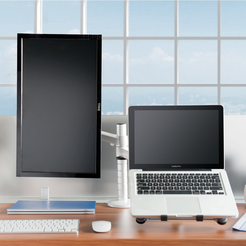 M Mingo OA-7 Monitor and Laptop Mount, 2-in-1 Adjustable Dual Arm Desk Mounts Single Desk Arm Stand/Holder for 17 to 32 Inch LCD Computer Screens